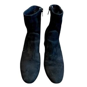Unisa Casual Fashion Black Suede Ankle Boots Block Heel Zipper‎ Closure Size 7.5